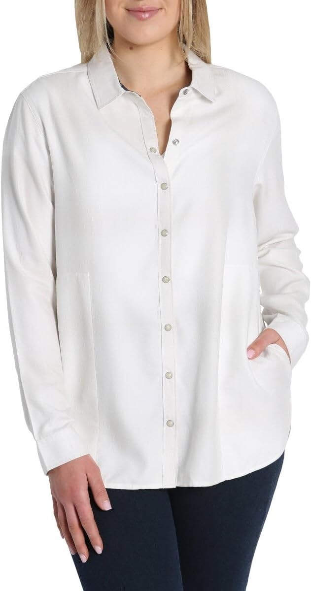 NEW Women’s Jachs Girlfriend Super Soft Feel Flannel Shirt White Size Medium