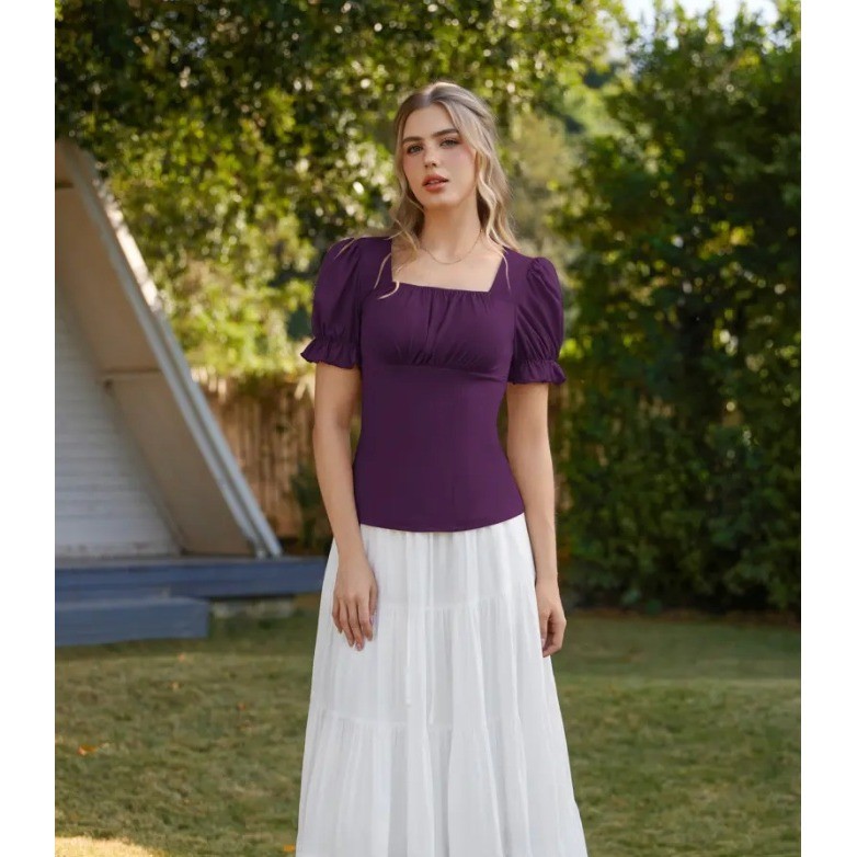 Scarlet Darkness Victorian Milk Maid Top Large Purple Cottage Fairy Whimsigoth