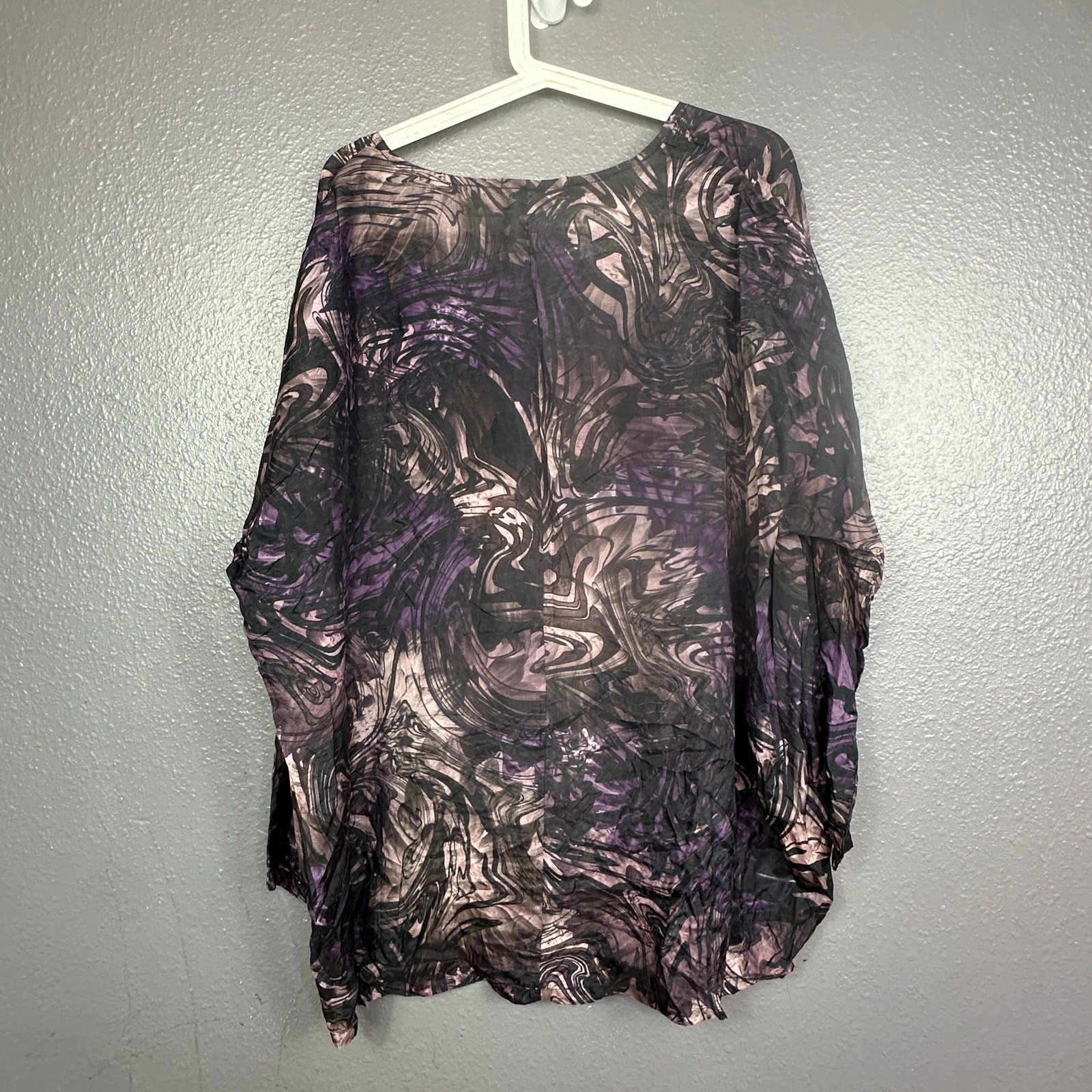 Jarbo Silk Top Women EU 40 Long Sleeve Abstract Print Timeless Lagenlook Comfort