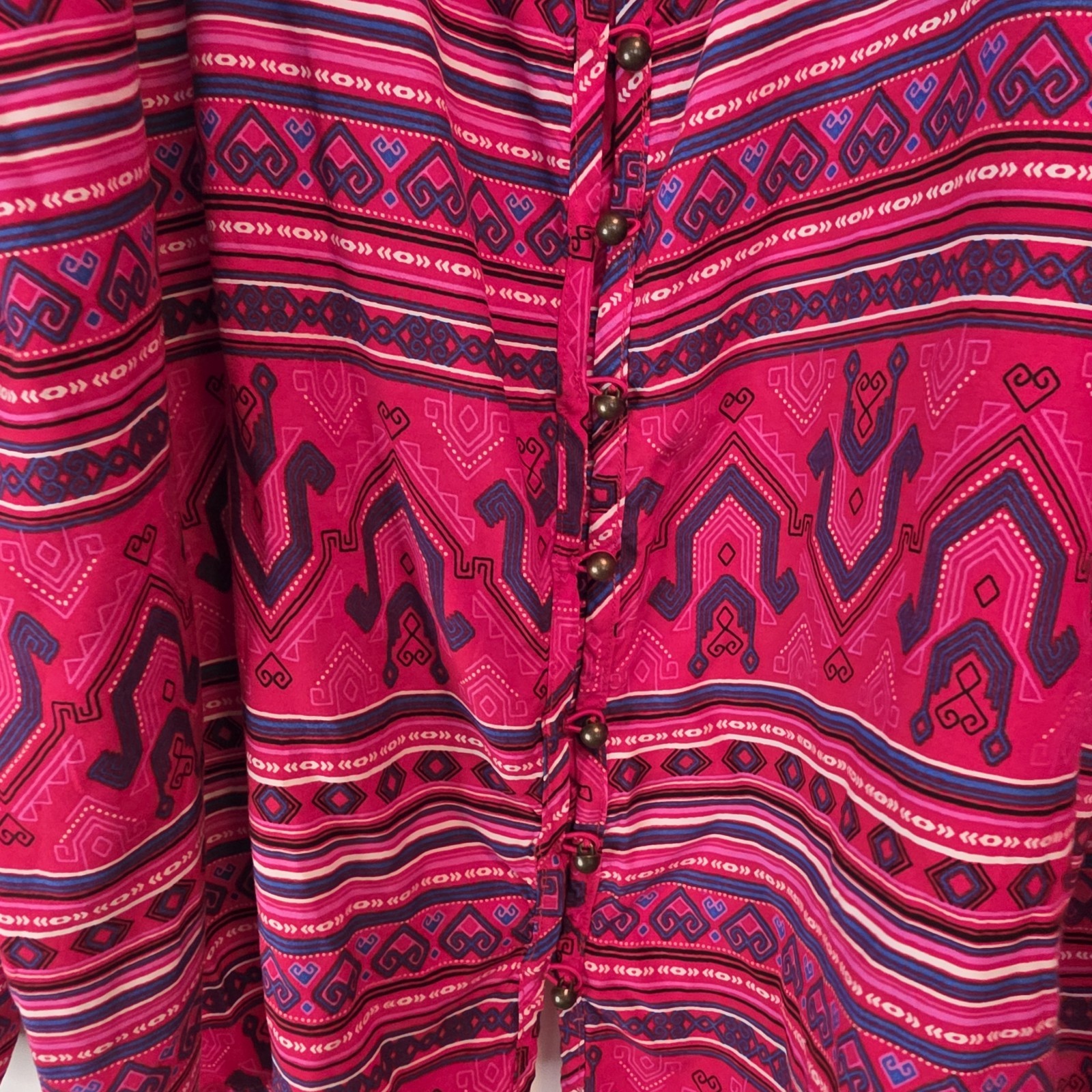 Wrangler Retro Western Blouse Red Aztec Boho Button Front Long Sleeve XL