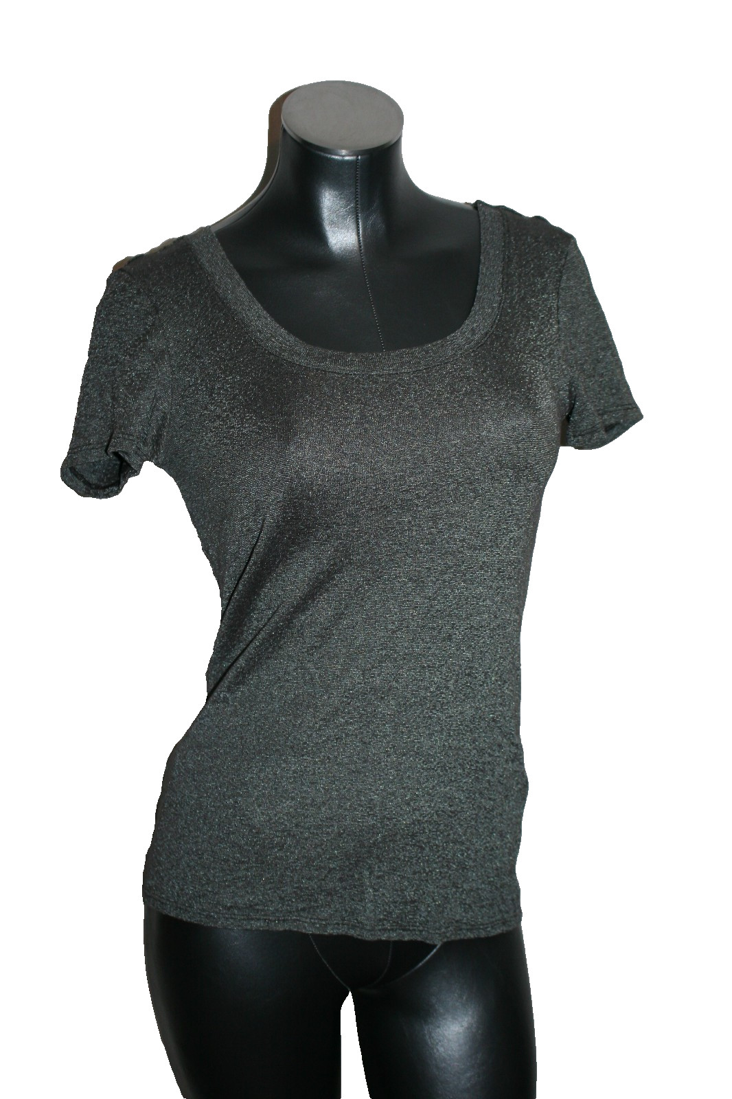 Womens Michael Stars Short Sleeve Round Neck Top Tee Shirt Gray One Size Small
