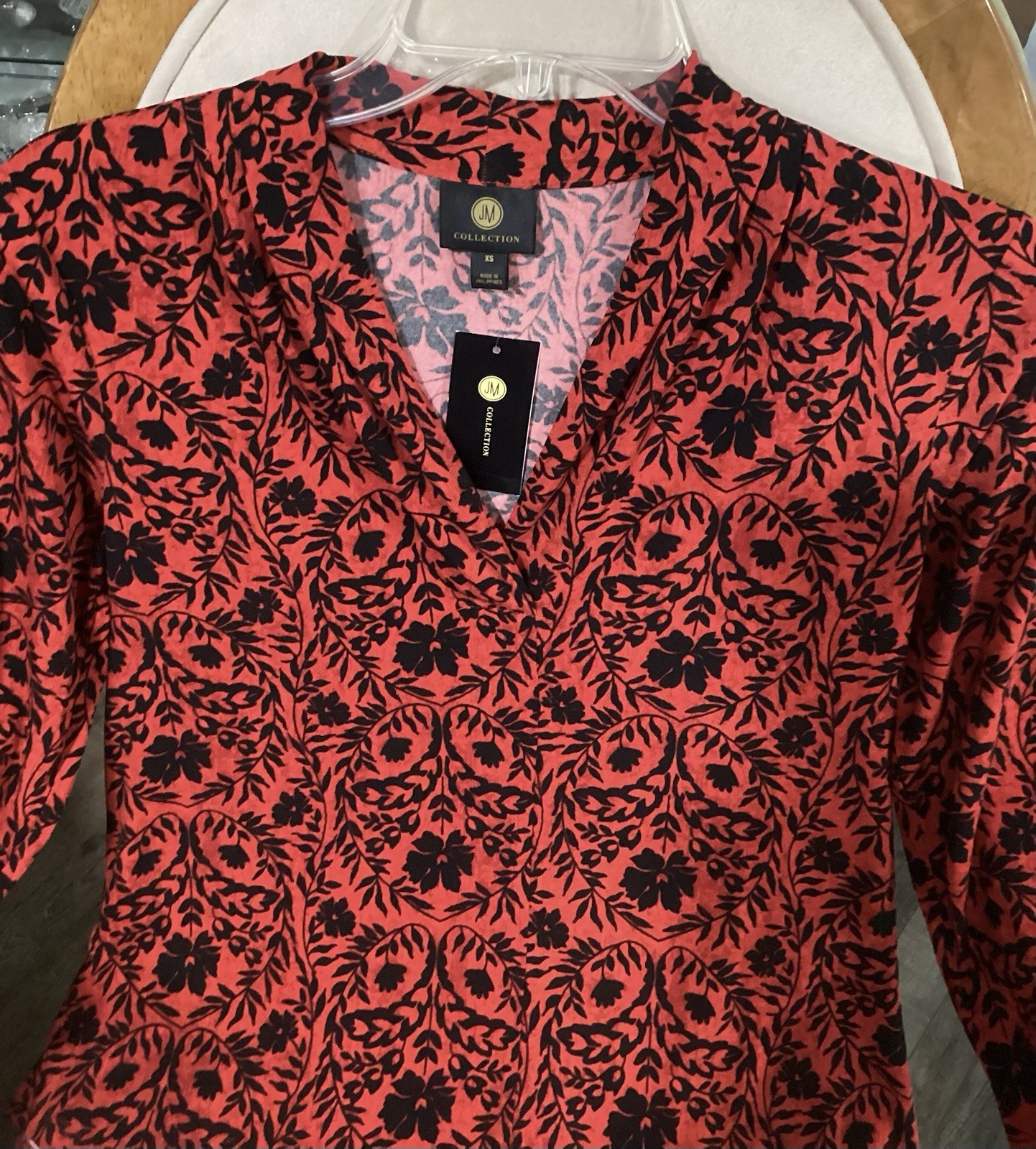 JM Collection (Macy’s) Floral Top Canyon Red Sz XS**NWTGS**Very Pretty ***