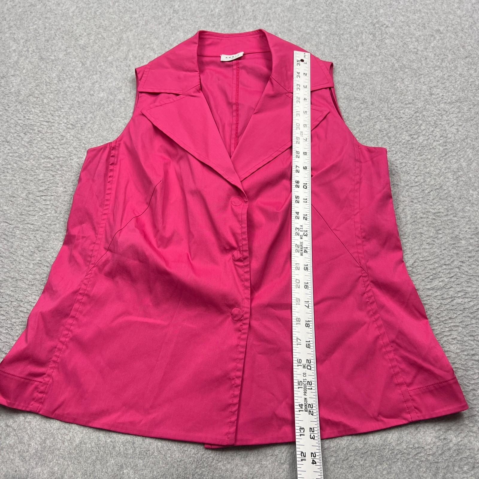 Akris Punto Top Women’s 10 Pink Sleeveless Blazer Notch Lapel Snap Up Blouse