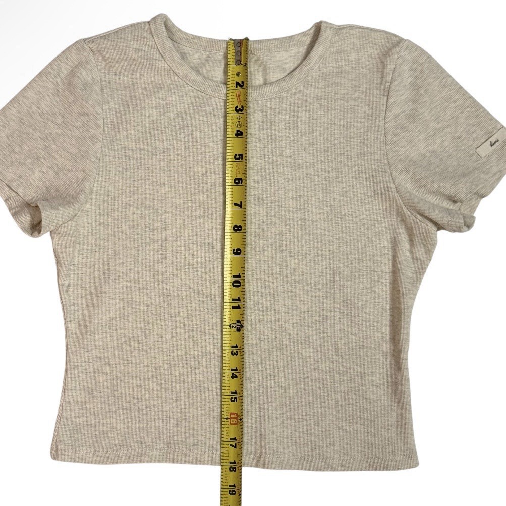KUME Ribbed Short Sleeve T-Shirt Women’s Beige Cotton Stretch Korea Size S
