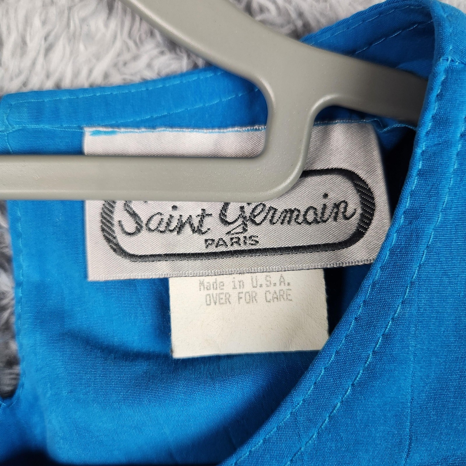 Vintage Saint Germain Blouse Womens Medium Blue Woven Top USA Preppy 80s 90s