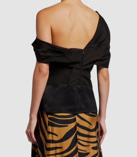 $450 3.1 Phillip Lim Women Black Off-Shoulder Draped Waist Length Top Size 4