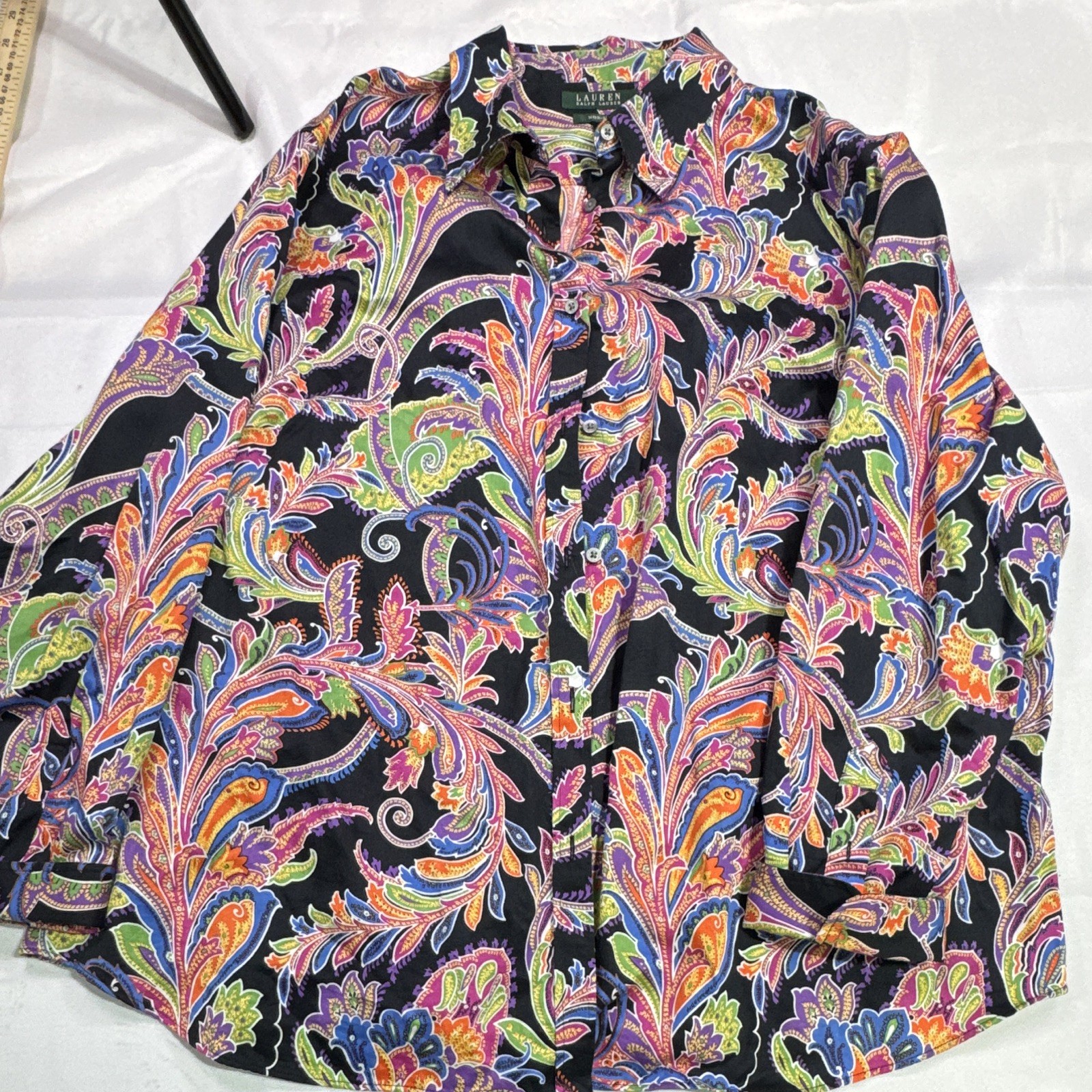 Lauren Ralph Lauren Women’s 3X Non-Iron Paisley Button Front Shirt 100% Cotton