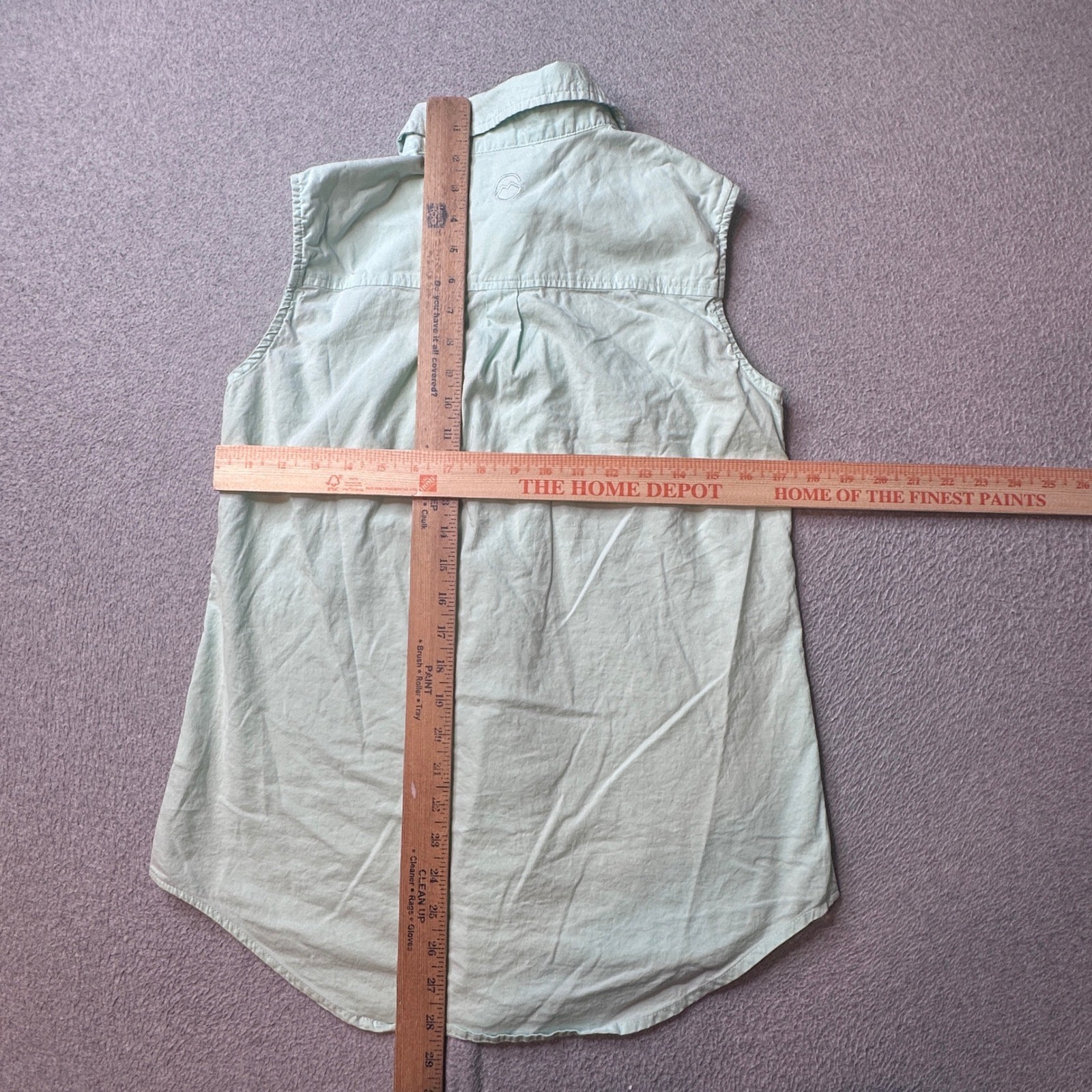 Magellan Shirt Womens M Mint Green Happy Camper Sleeveless Button Down Outdoor