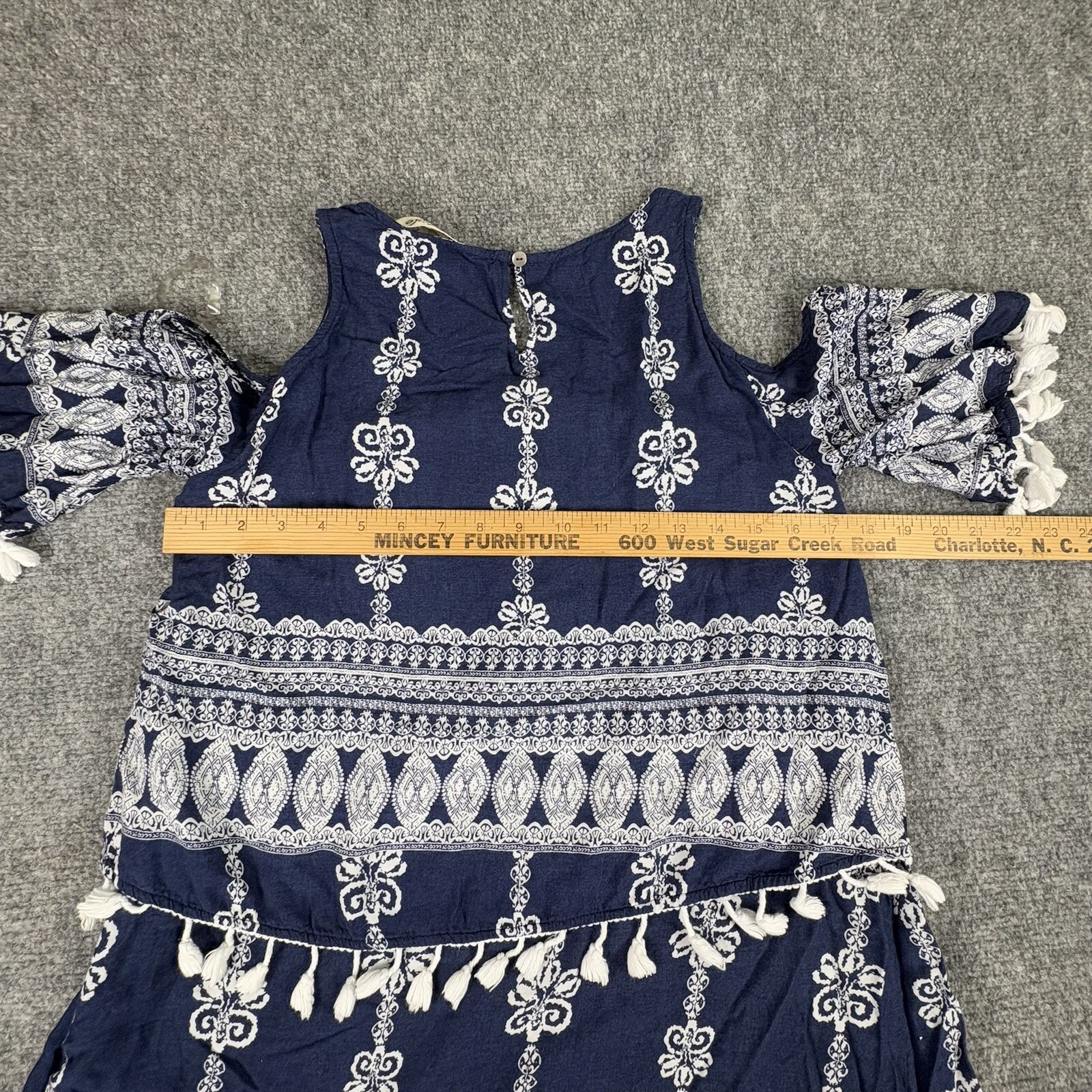 Anthropologie Listicle Top Women S Blue Tassel Cold Shoulder Boho Festival Beach