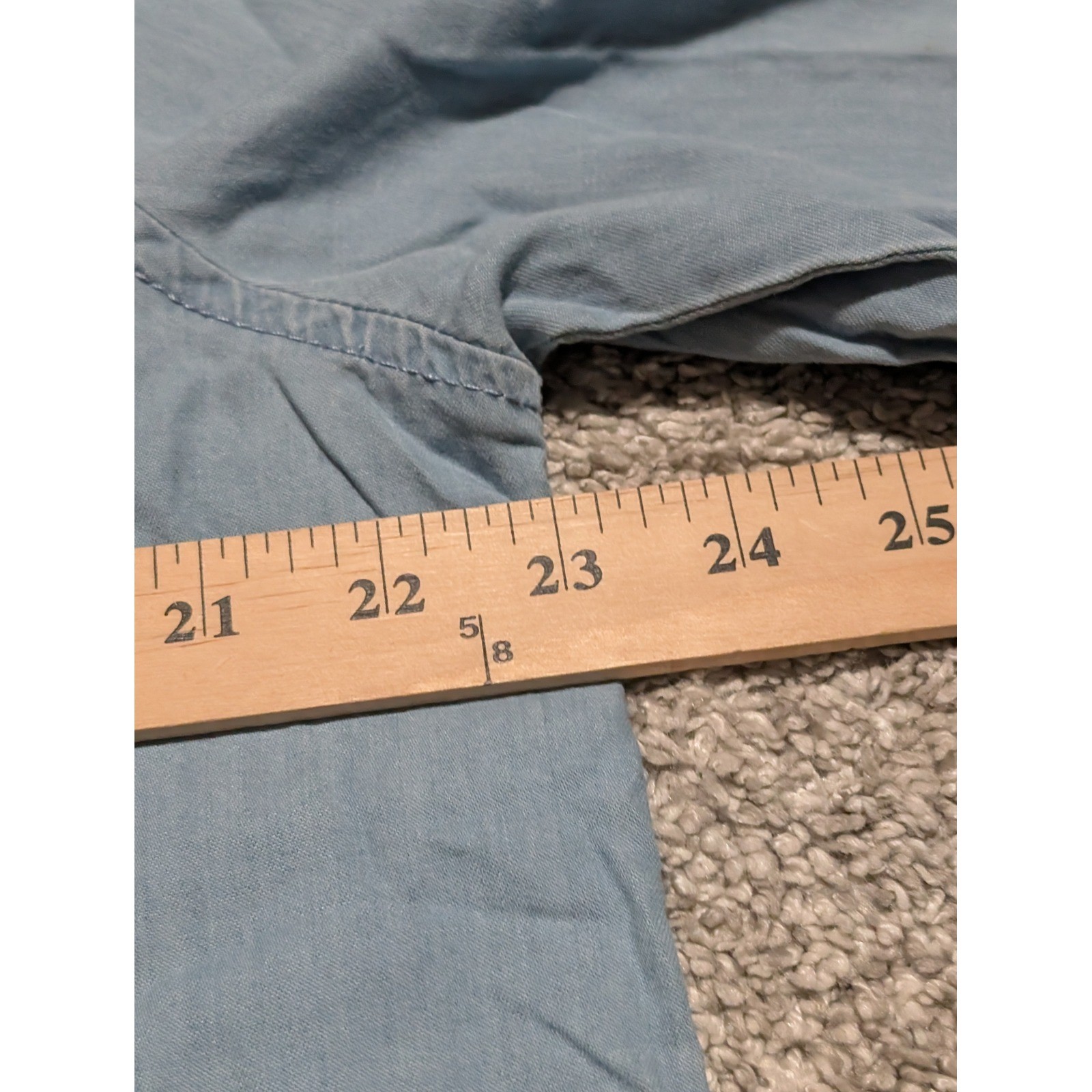 C&C California Button Down Women XL Blue Chambray Long Sleeve Cotton Lyocell