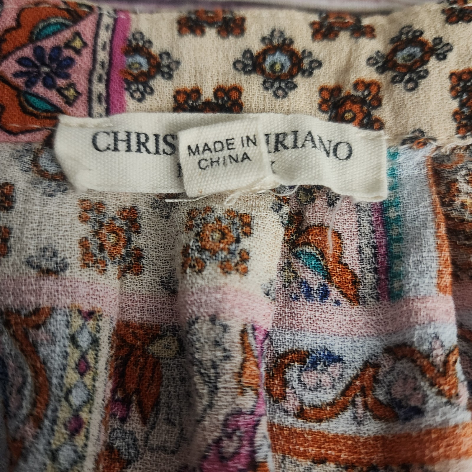 Christian Siriano Top Boho Patchwork Bohemian Hippie Sleeveless Shirt Medium