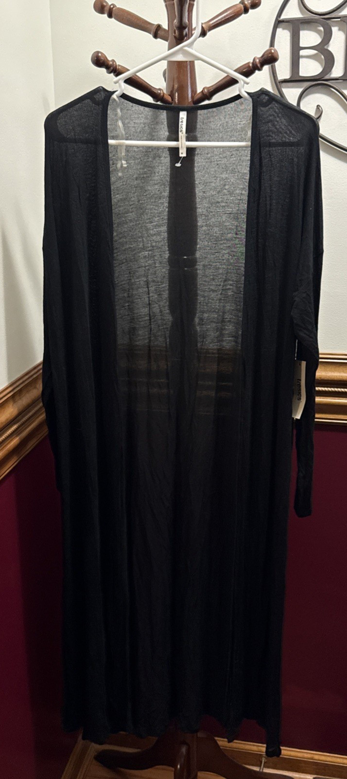 New Tresics Black Lightweight Duster Cardigan Size M Extra Long 3/4 Sleeves