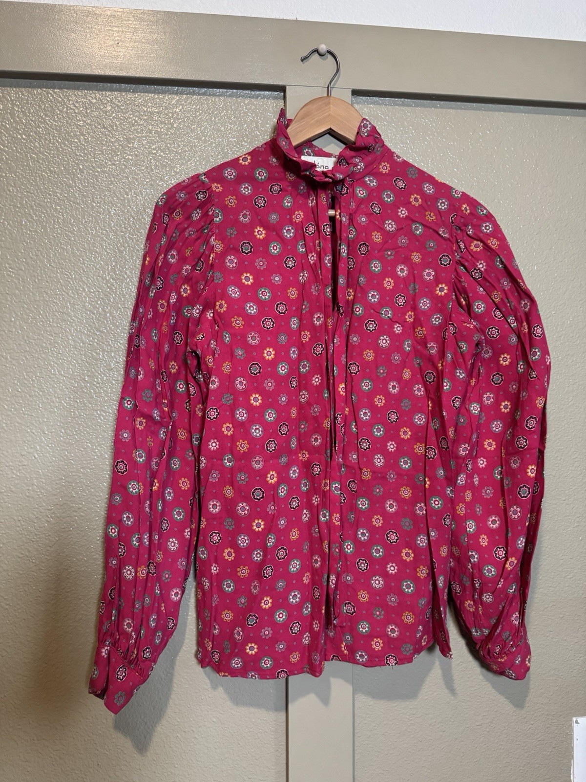 Vintage Helene Sidel for I. Magnin Floral Tie-Neck Blouse | Size 10 | Pink
