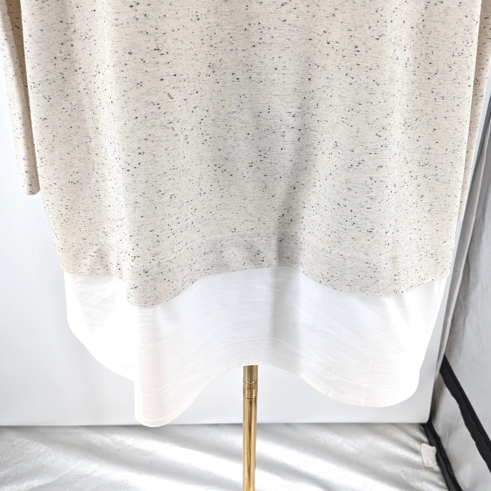 J Jill Speckled Knit Tunic Layered Hem Beige Minimalist Top XL