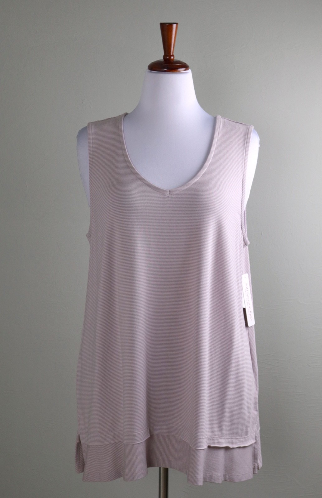 SOFT SURROUNDINGS NWT $59 Chandler Tank Top in Dull Lilac Stripe Size XL