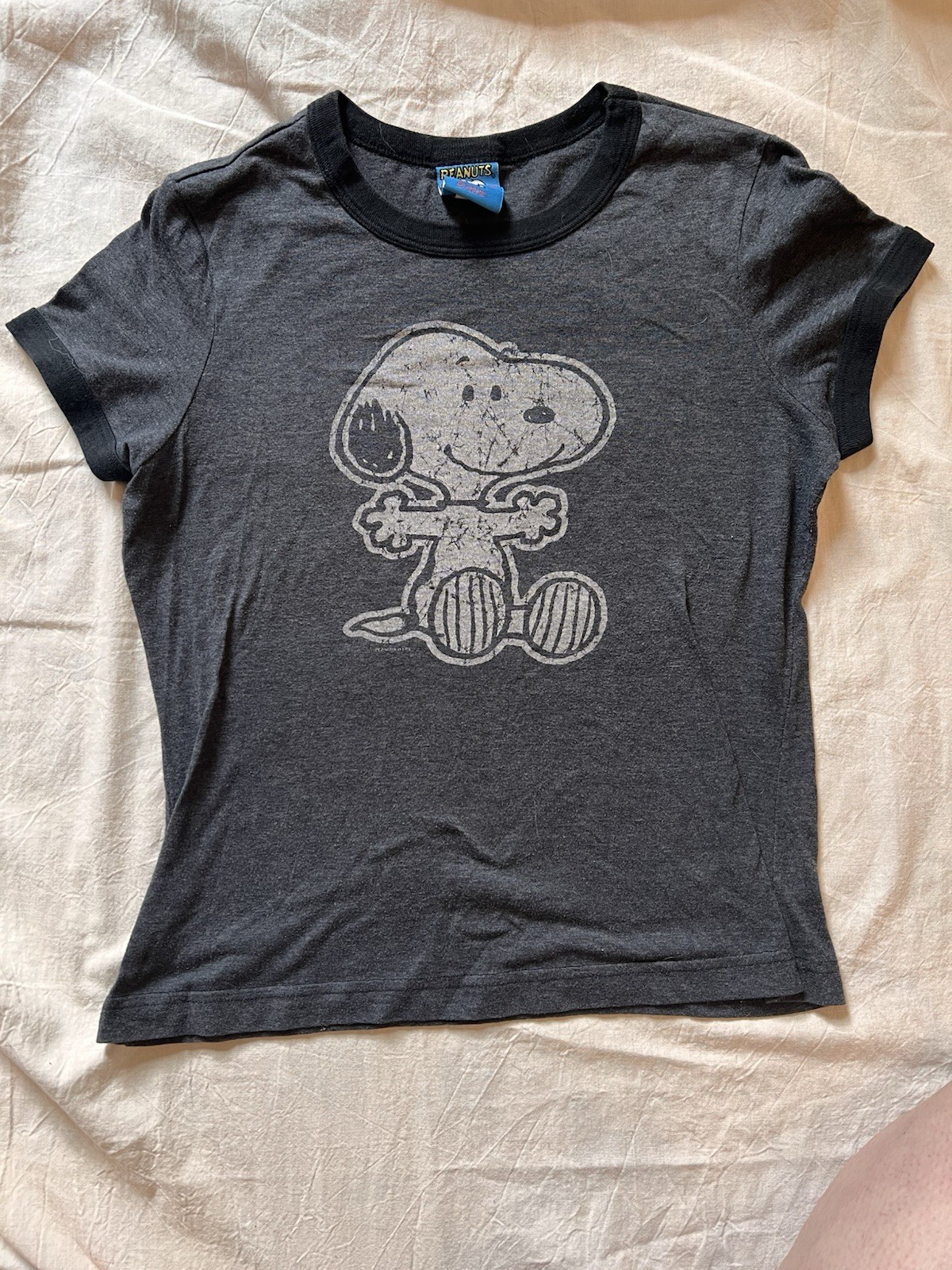 Peanuts Schulz Snoopy Front Back Gray Unisex Tshirt Size Large
