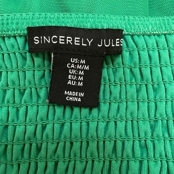 Sincerely Jules Strapless Corset Top Green Tulle Hem Coquette Balletcore Medium
