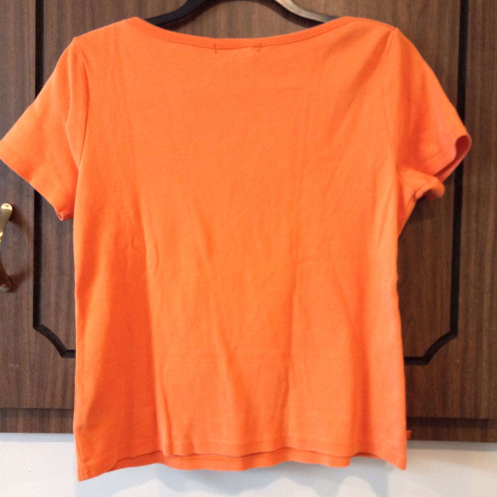 Lauren Ralph Lauren labeled a L-see measurements-M Orange Top Ribbed Stretch