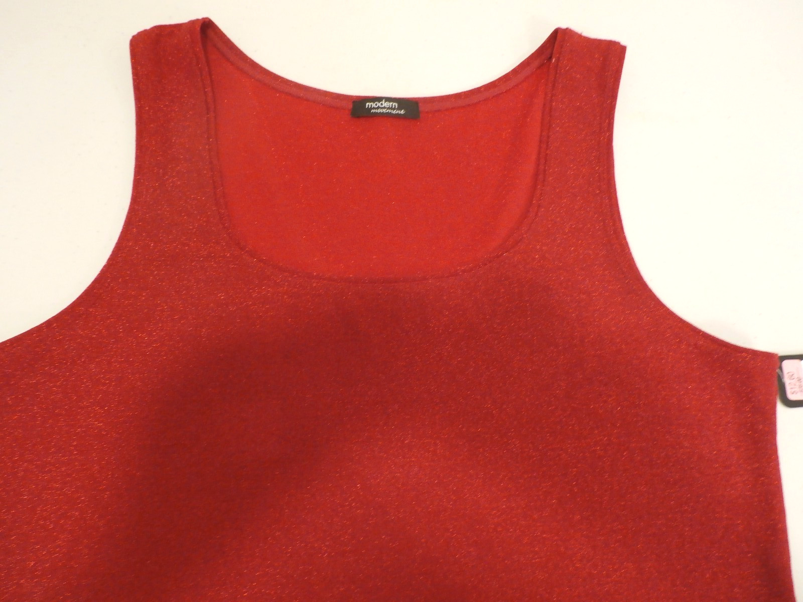 NWT! Modern Movement Red Shiny Metallic Sleeveless Top Square Neck Large