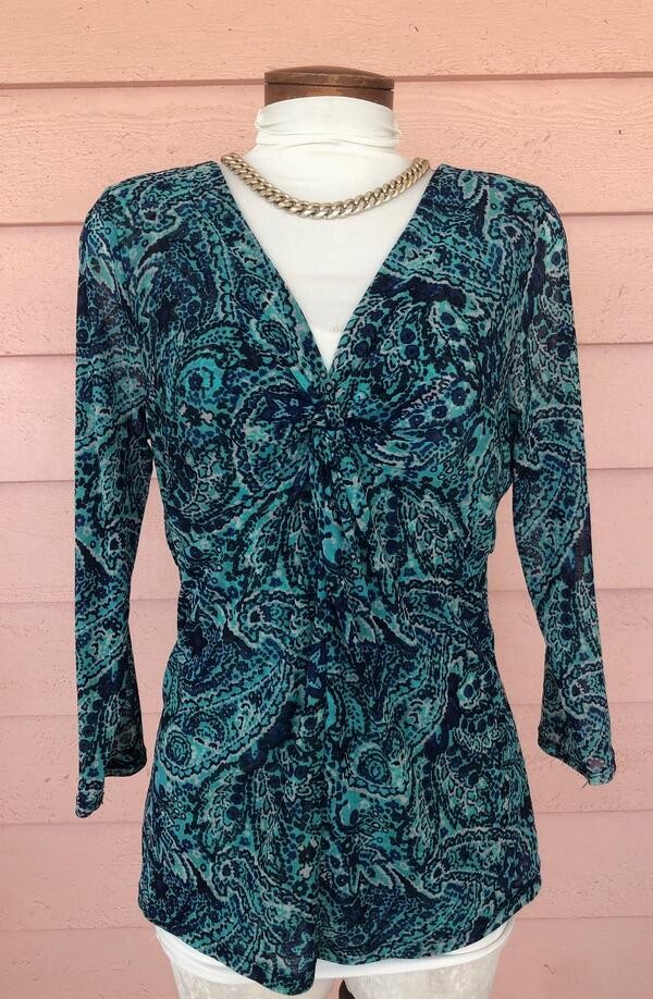I-N-C INTERNATIONAL CONCEPTS TWIST FRONT TOP Sz XL V-Neck Soft EZ CARE Stretch B
