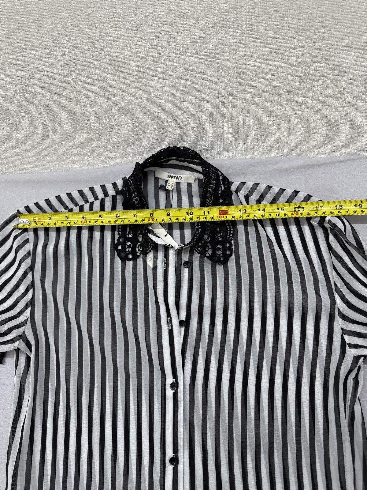 Koton Black White Striped Button-Down Blouse Long Sleeve EUR 34