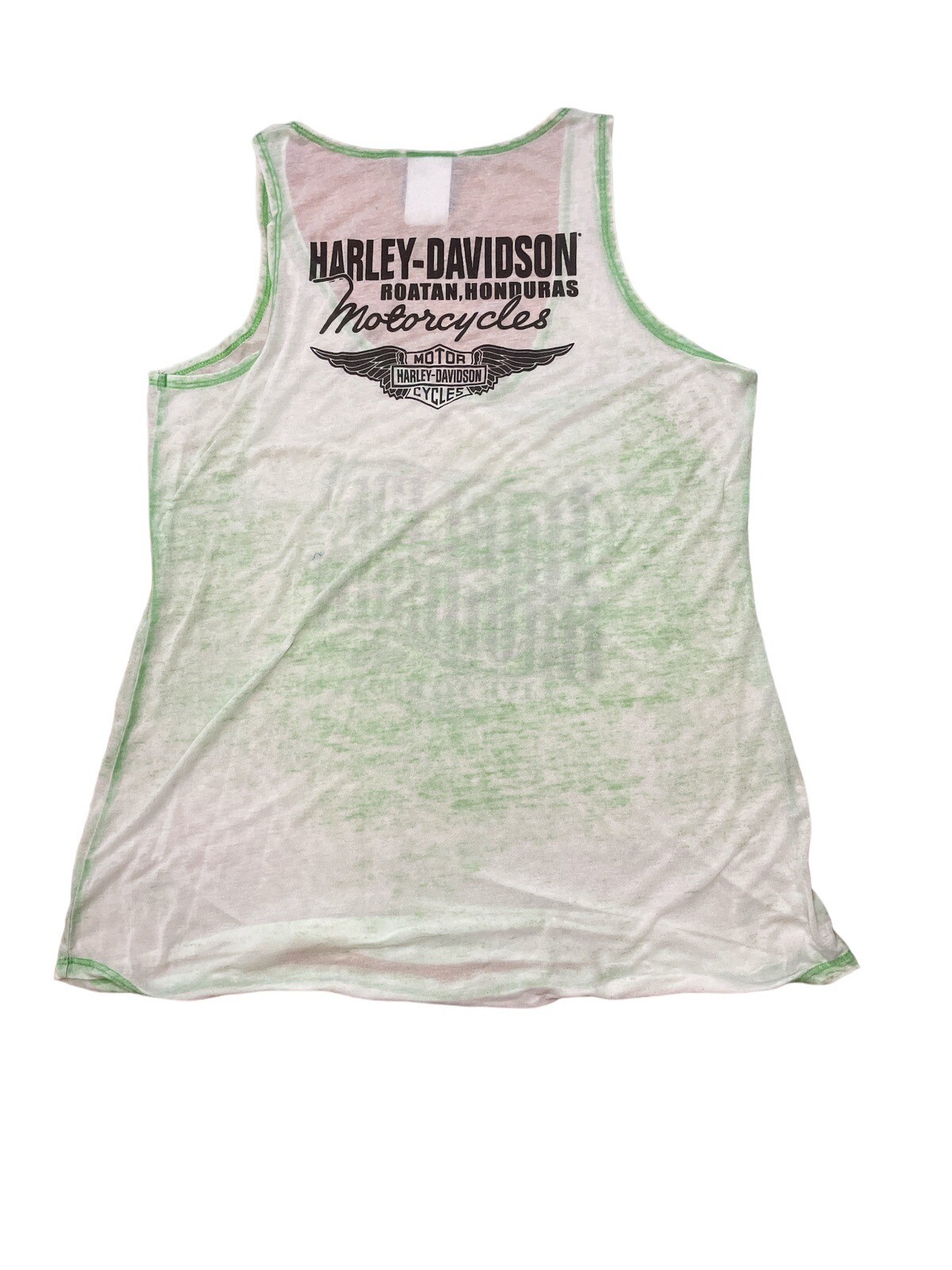 Harley Davidson Women’s Green Rhinestone Tank Top Size Large Roatan Honduras
