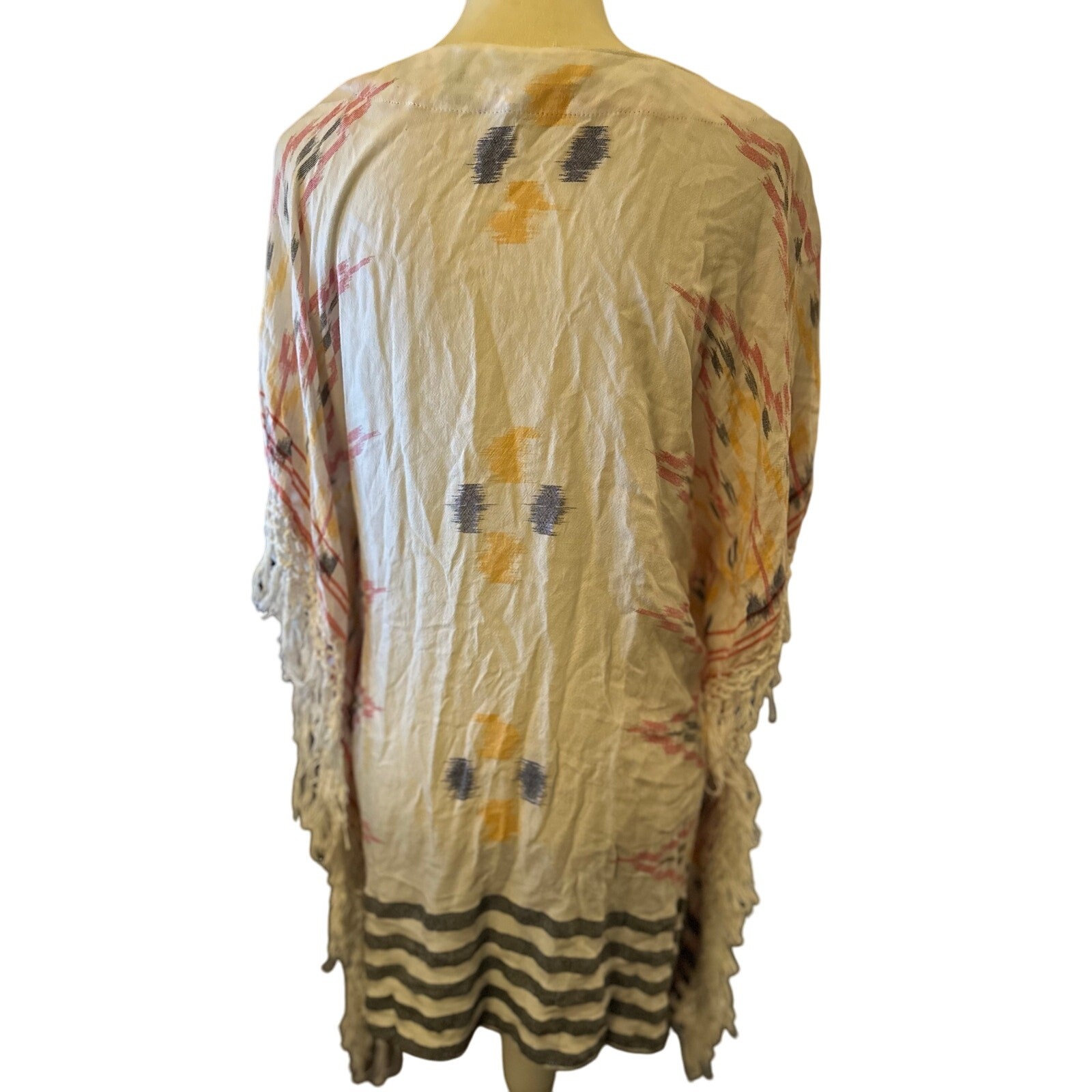 Coconut Milk Bohemian Oversized Kaftan, 100% Cotton, Size Medium
