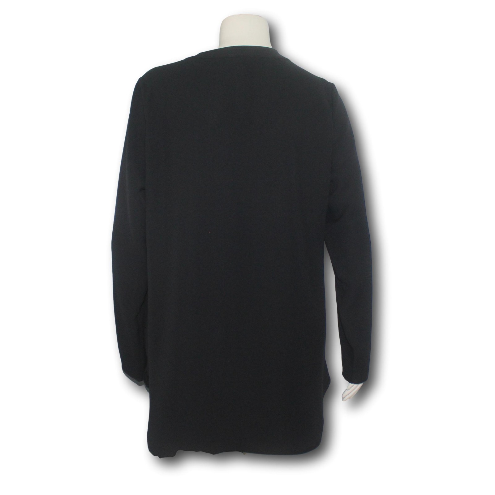 RALPH LAUREN (XXL/TTG) Womens Long Sleeve Tunic Key Hole Neck Black Black Label