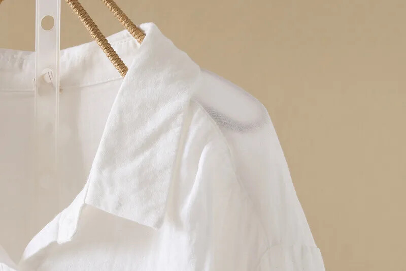 100% Cotton Yarn Solid Shirts & Blouses Large Size Tops Base Shirts Office Wear