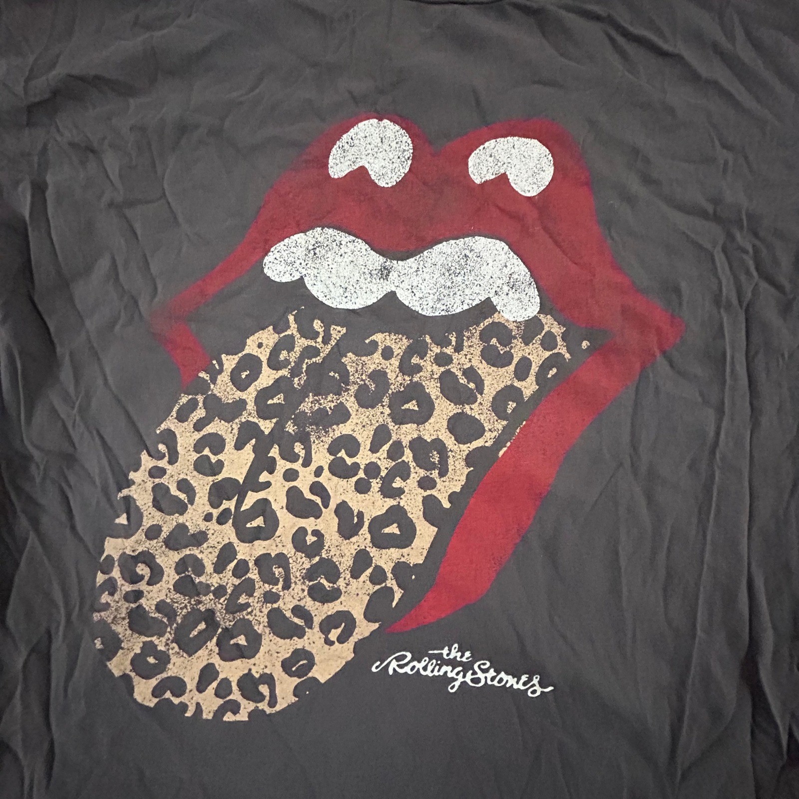 Noisy May T-Shirt Womens Size S Charcoal Rolling Leopard Tongue Graphic Tee