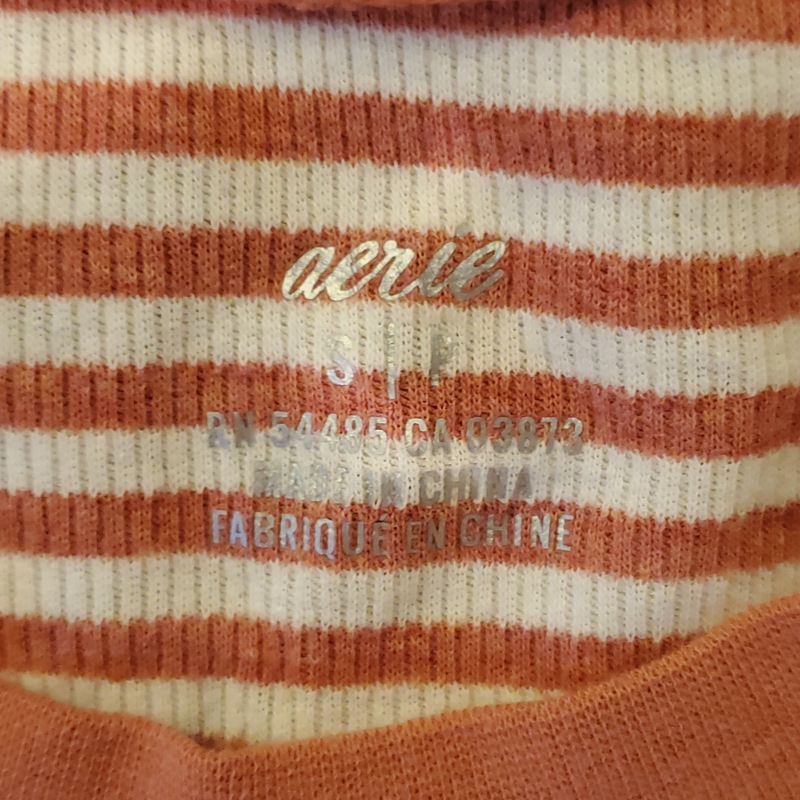 Aerie Pink/White Striped Ribbed Crew Neck Long Sleeve Knit Cotton Top S