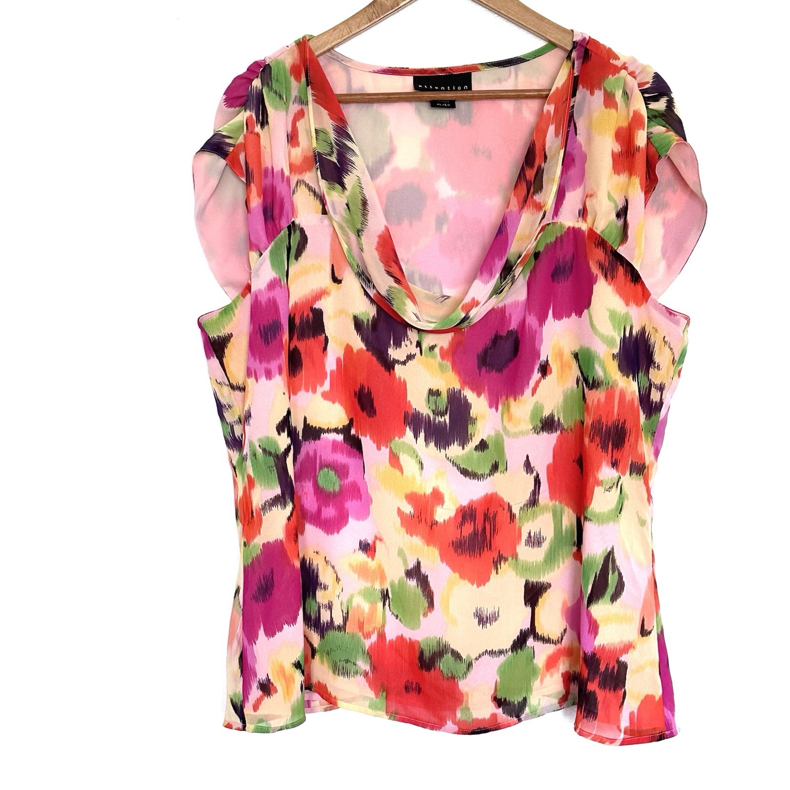 Attention Shirt Women’s XL Floral Boho Pullover Lightweight Blouse Top