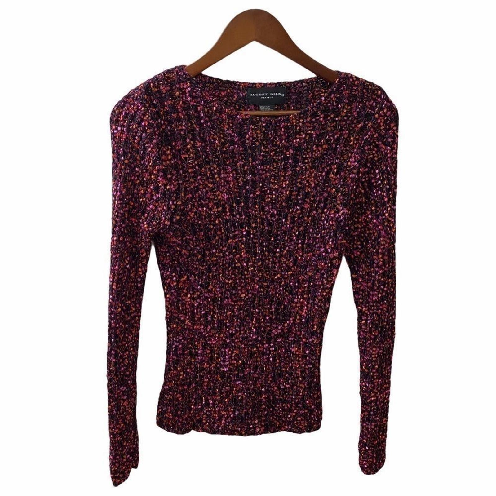 August Silk Fitted Long Sleeve Top Sz MP