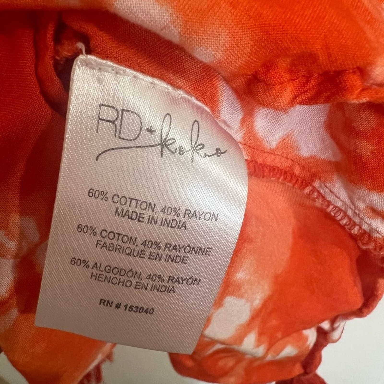 RD & Koko by Anthropology Geometric Tie-Dye Blouse Orange SzM Y2K BohoChic