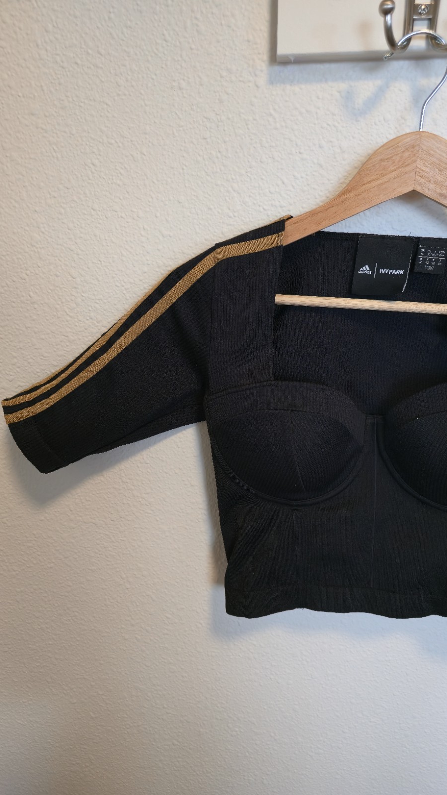 Adidas x IVY PARK Black Structured Knit Bustier Crop Top Women’s M Medium