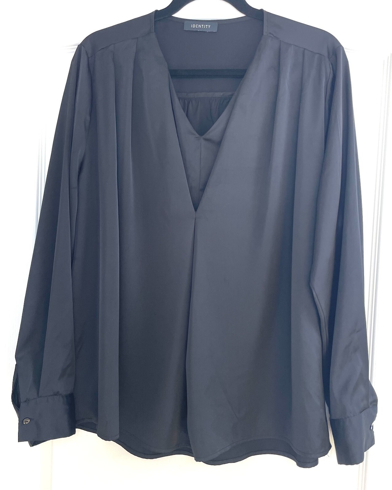 Identity Italian Black 100% Viscosa Blouse Loose Fit Without Buttons Size L
