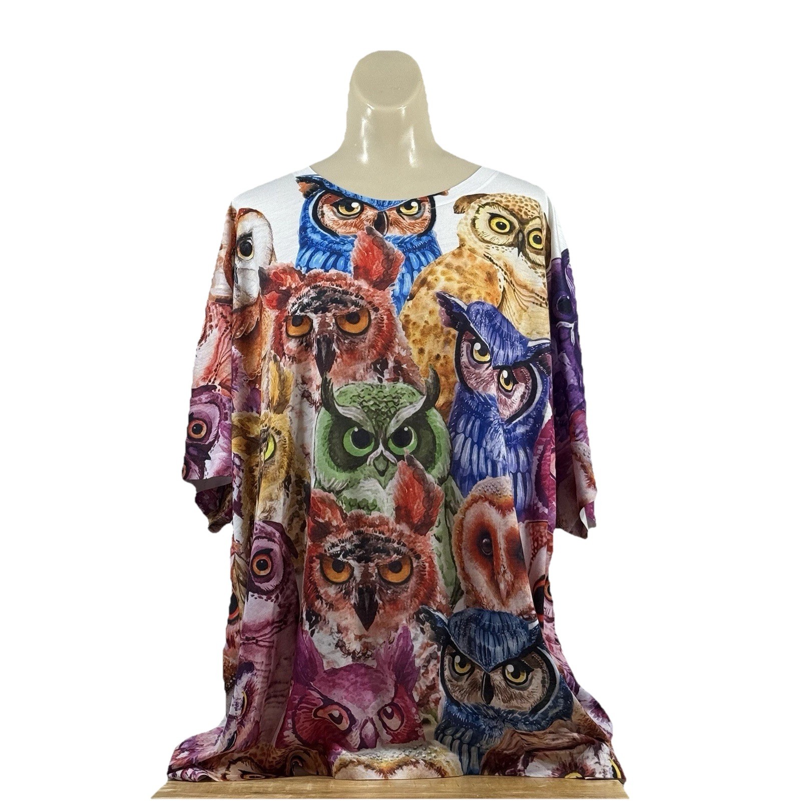 Owl T Shirt Womens XL (25.5×29) All Over Print AOP Lightweight Performance