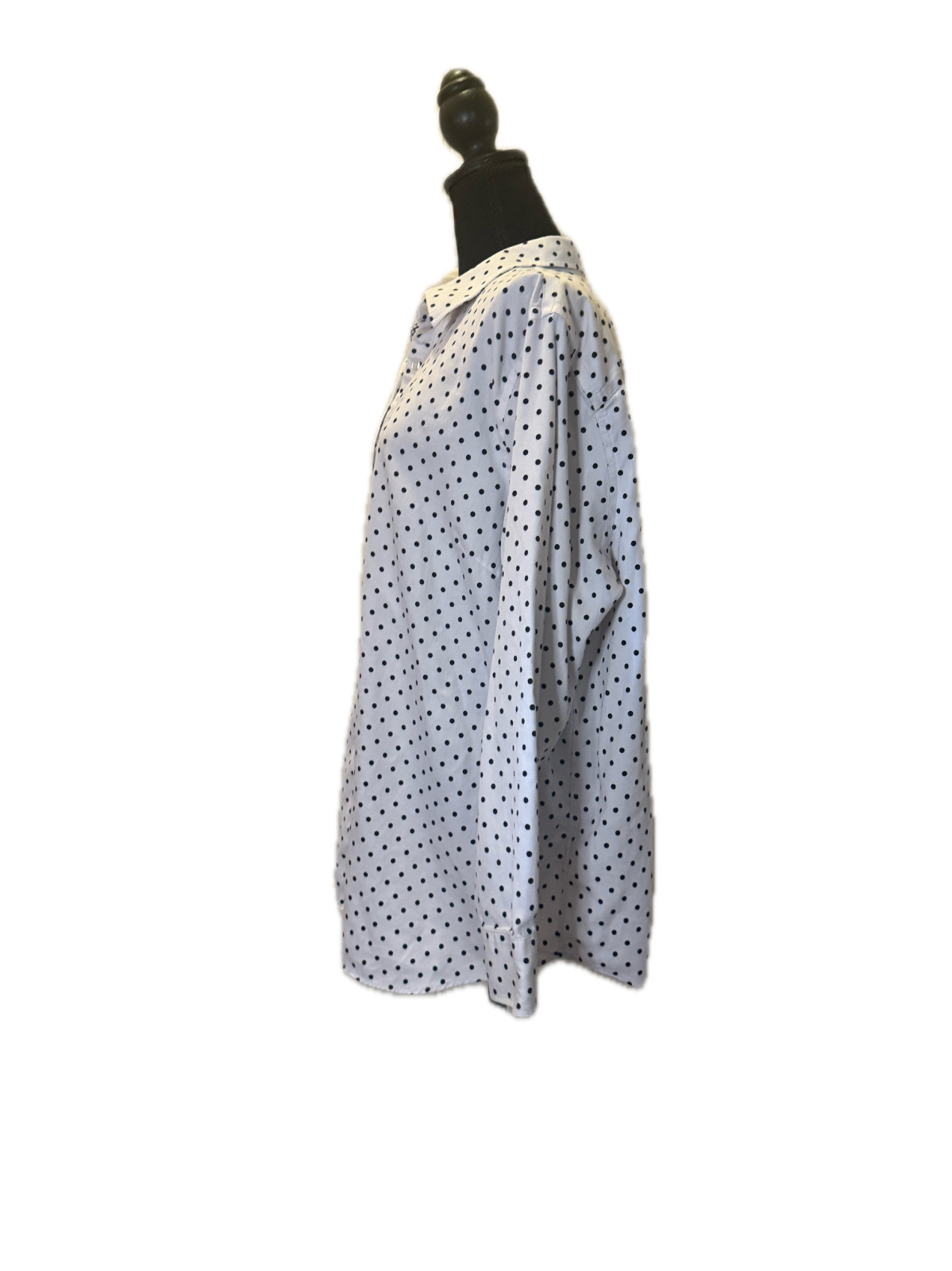 Chaps Women’s Polka Dot Button-up Shirt Black and White Size 3X 100% Cotton