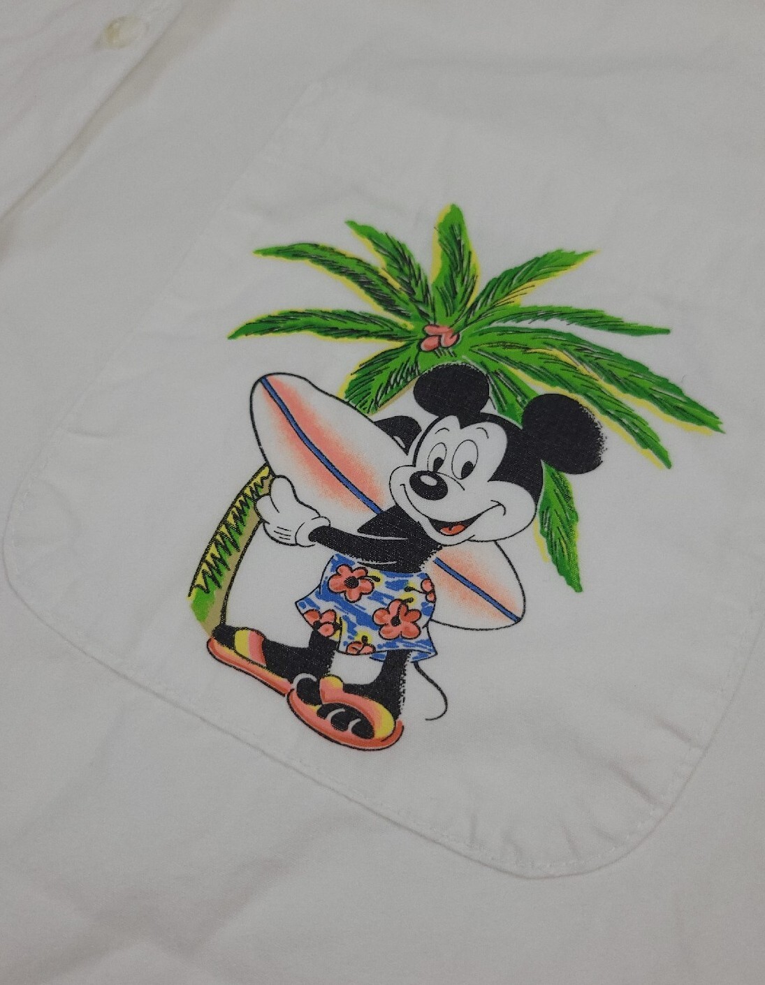 Vintage 80s Mickey Mouse Surf Beach Sleeveless Shirt Vtg USA Disney Cartoon