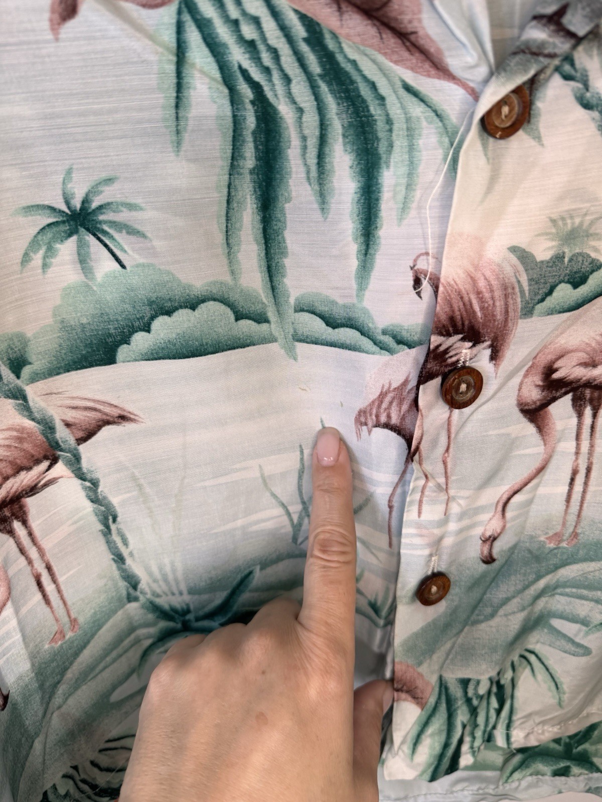 Vintage 90s Ocean Pacific OP Flamingo Hawaiian Shirt Womens Surf Tropical L/XL