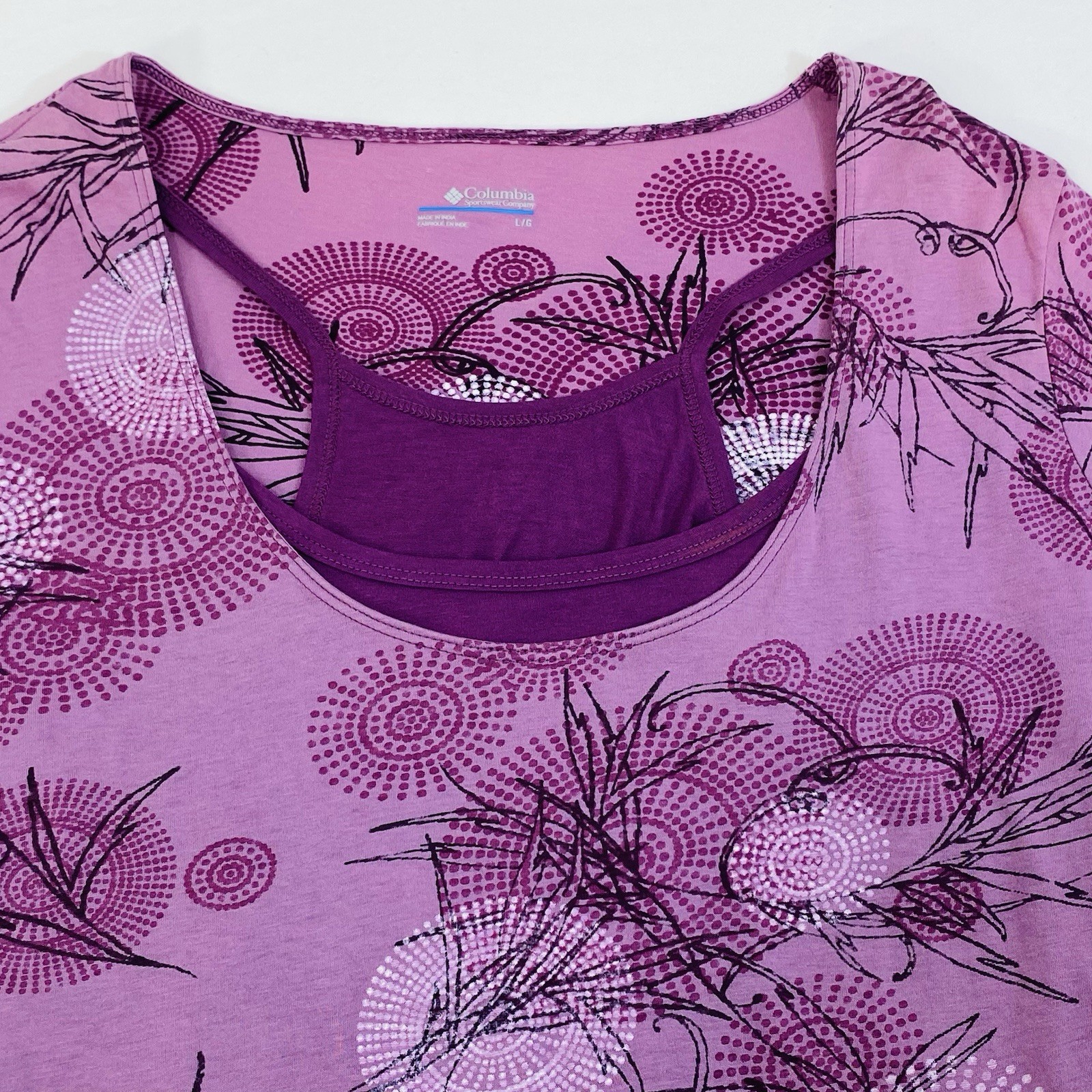 Columbia 2 Piece Top + Tank Pink Purple Womens L AL6106
