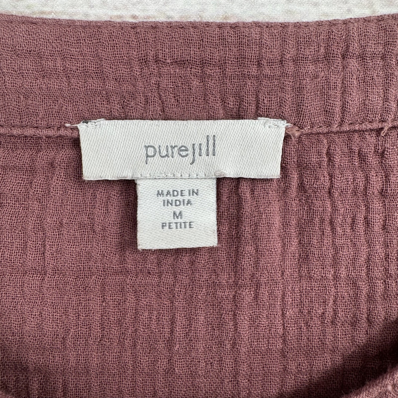 Pure Jill Shirt Womens Medium Petite Purple Tie Dye Button Front Cotton Top