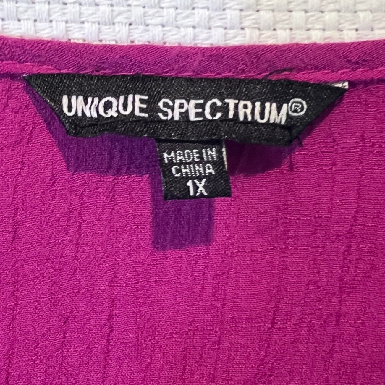 Unique Spectrum Magenta Purple Crochet Lace Trim Bell Sleeve Blouse XL READ