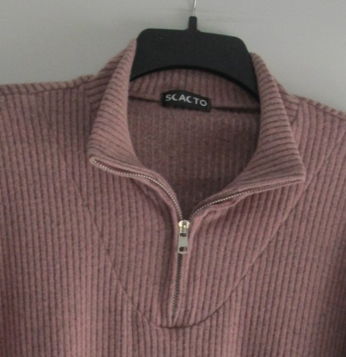 NEW Women’s Size XL-XXL Scacto Top Pink Long-Sleeve Stand-Up Collar Zipper Soft