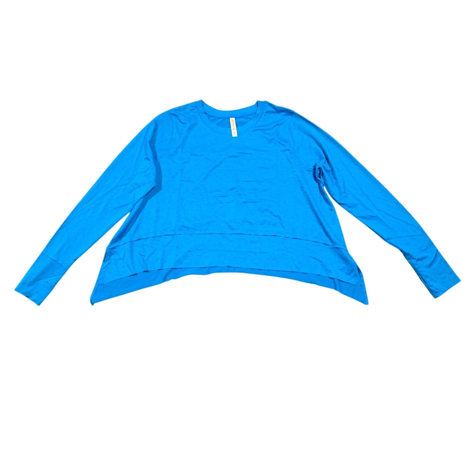 Zenana Women M Electric Blue Lightweight Oversized Sharkbite Hem Top Athleisure
