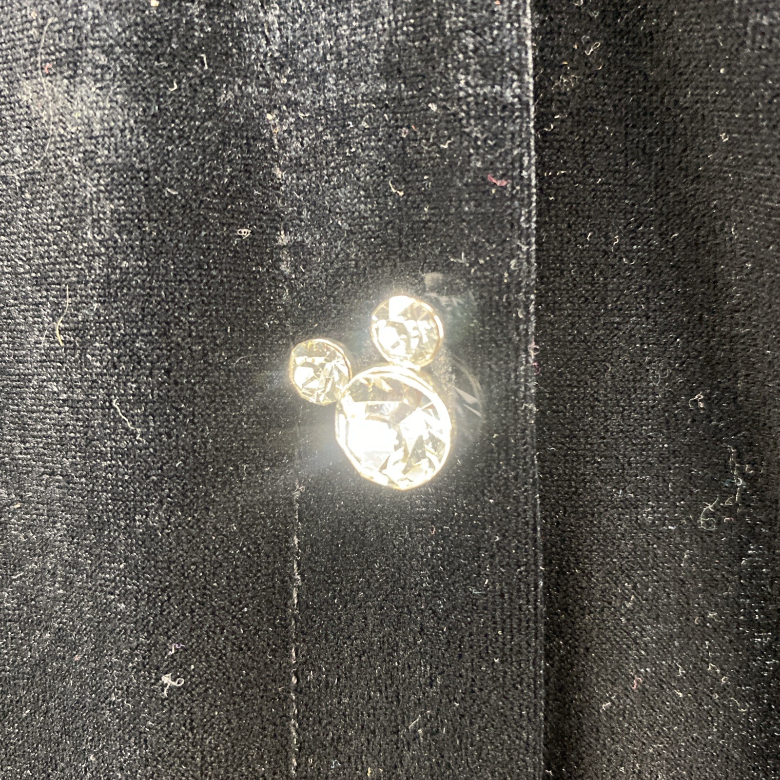 Disney Store XL Black Velour Mickey Mouse Button Front Long Sleeve Shirt Top