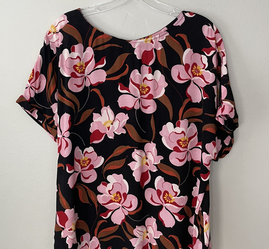 Long Tall Sally Women’s Floral Top Blouse Colorful Size US10 Artsy Career Church