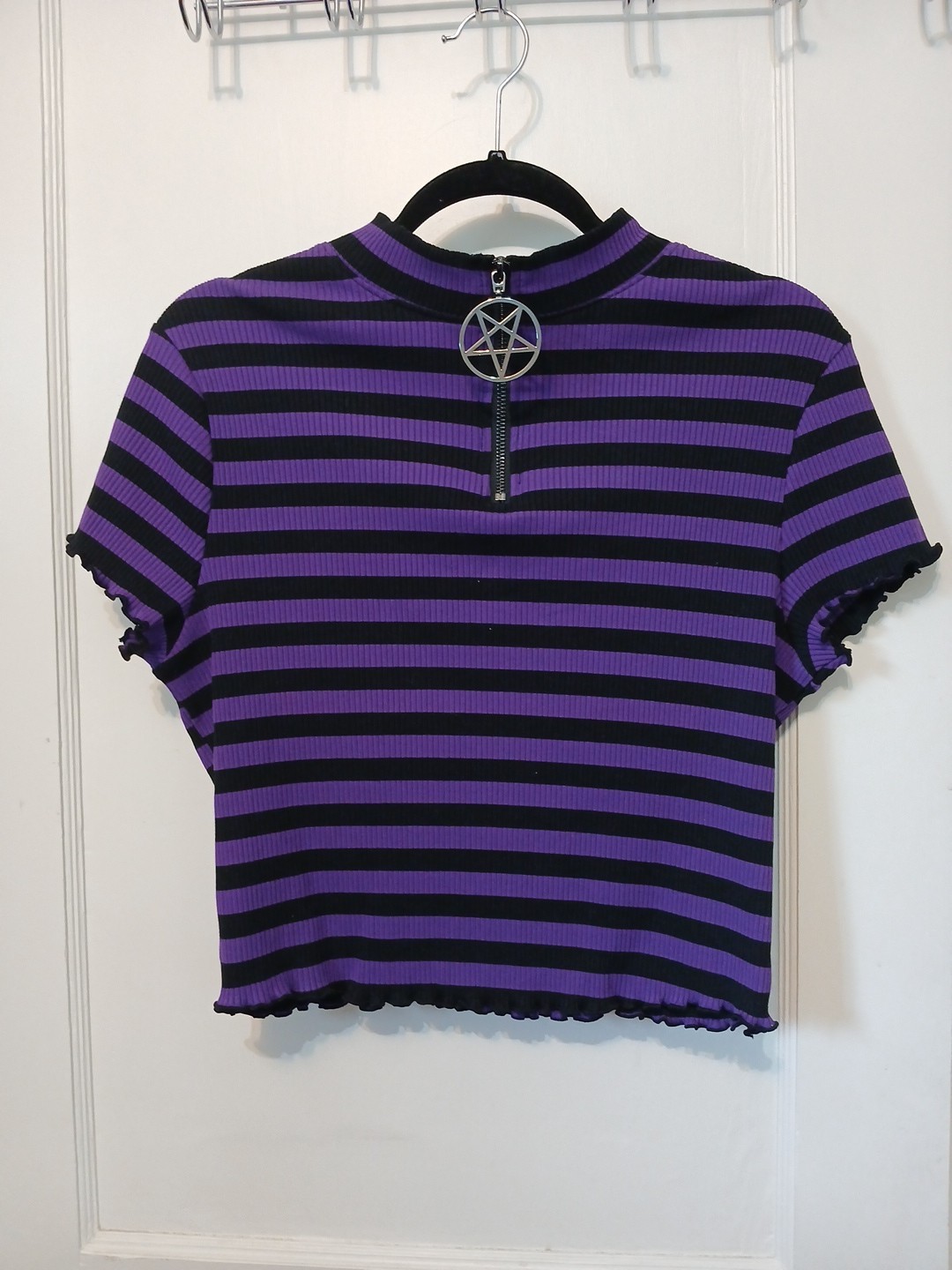 Killstar Malkin Purple And Black Pentagram Crop Top XL NWT