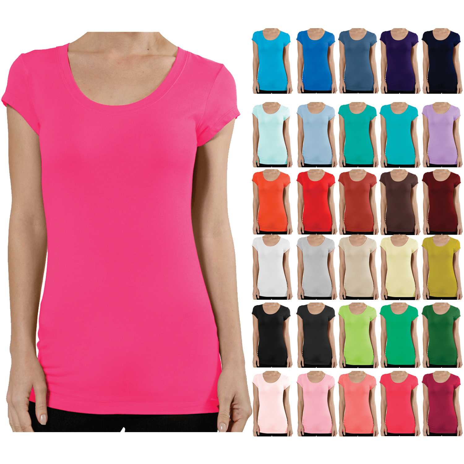 NE PEOPLE Women’s Basic Light Weight Short Sleeve Scoop Neck T Shirt [NEWT130]