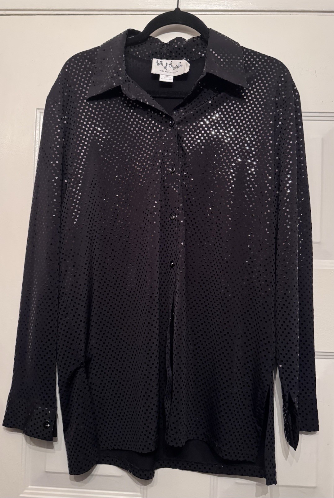 Graff “Talk of the Walk” Atlantic City Shimmery Sequin Dot Long Sleeve Shirt XL